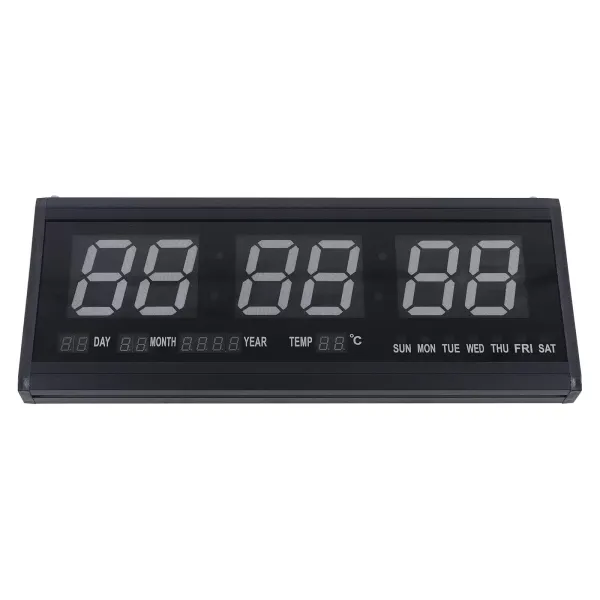 LED Digital Wall Clock with Date and Temperature Display - 480 x 190 x 30 mm