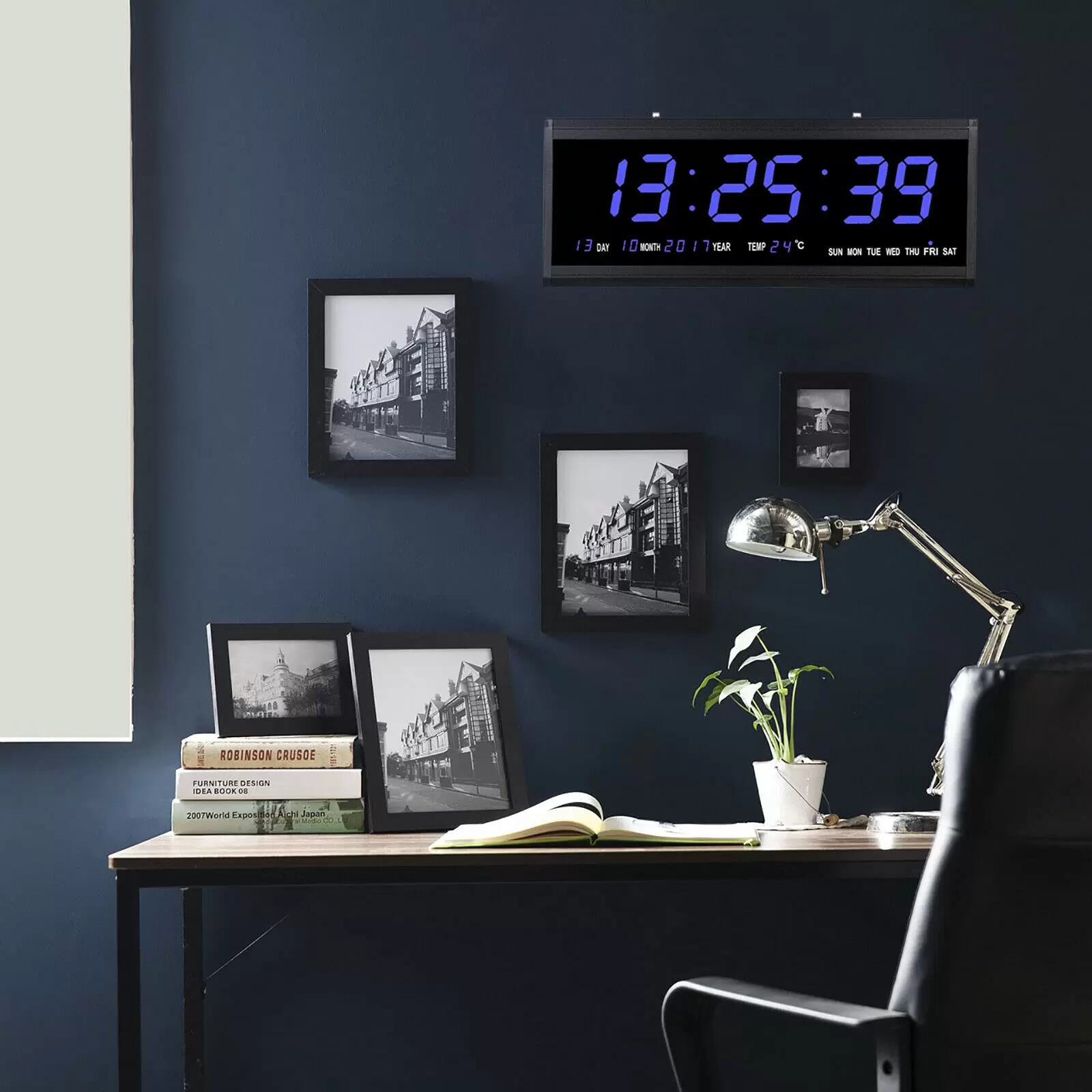 LED Digital Wall Clock with Date and Temperature Display - 480 x 190 x 30 mm LED Digital Wall Clock with Date and Temperature Display - 480 x 190 x 30 mm