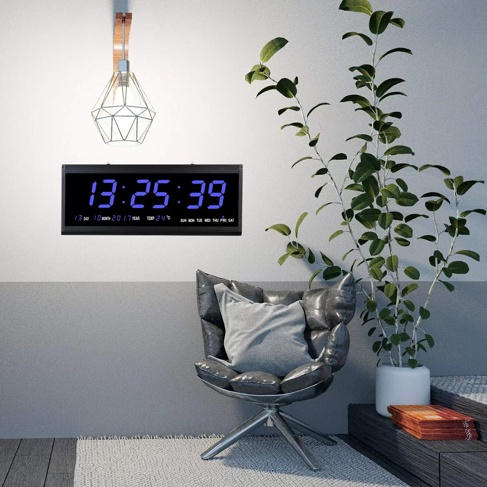 LED Digital Wall Clock with Date and Temperature Display - 480 x 190 x 30 mm LED Digital Wall Clock with Date and Temperature Display - 480 x 190 x 30 mm