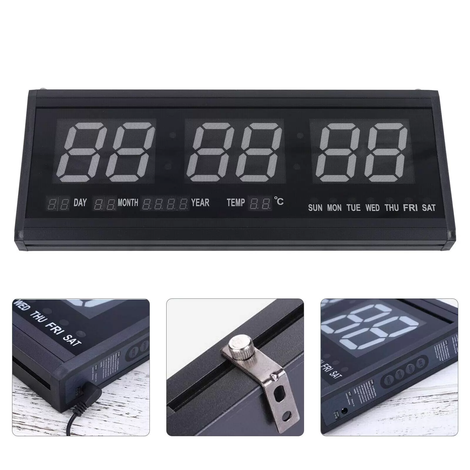 LED Digital Wall Clock with Date and Temperature Display - 480 x 190 x 30 mm LED Digital Wall Clock with Date and Temperature Display - 480 x 190 x 30 mm