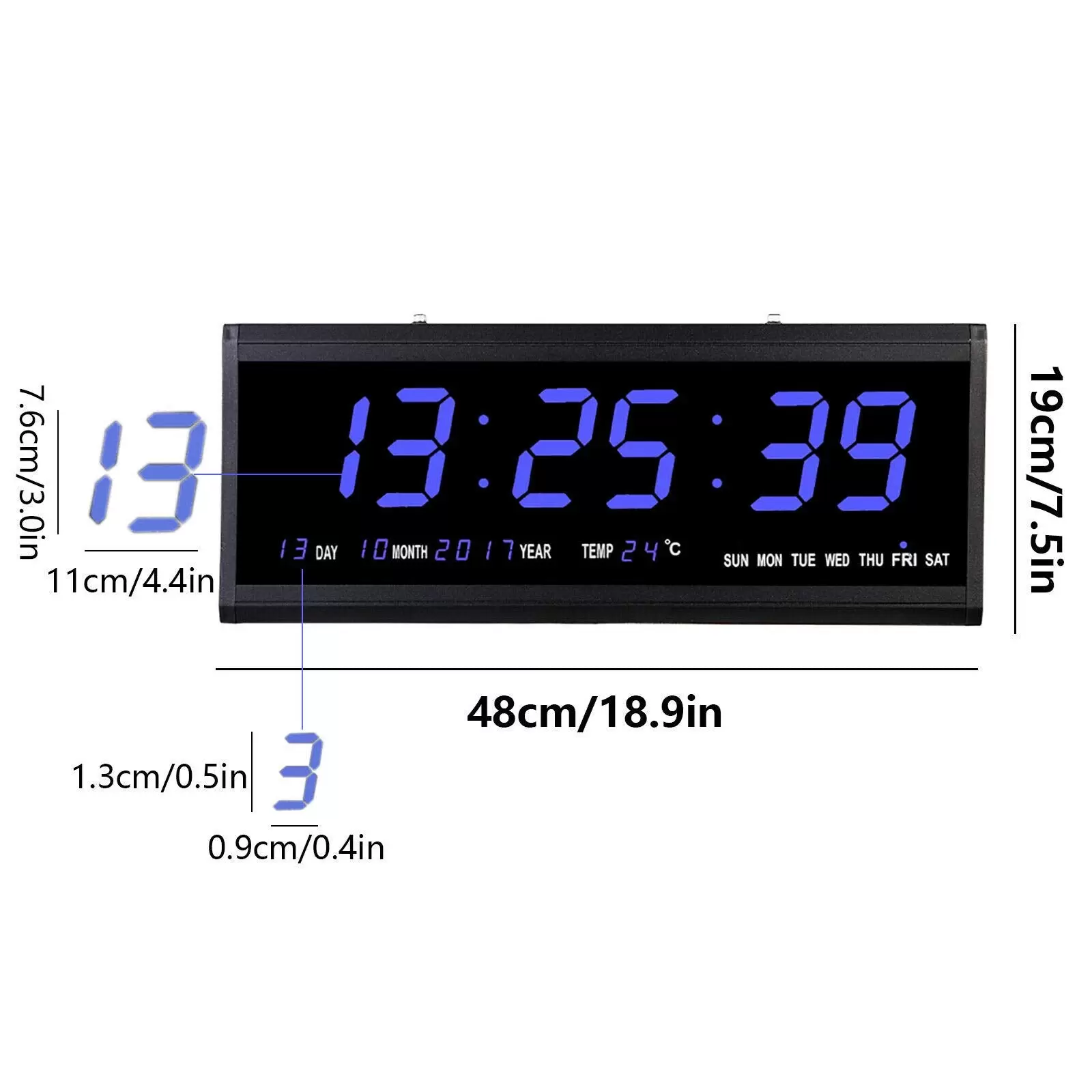 LED Digital Wall Clock with Date and Temperature Display - 480 x 190 x 30 mm LED Digital Wall Clock with Date and Temperature Display - 480 x 190 x 30 mm