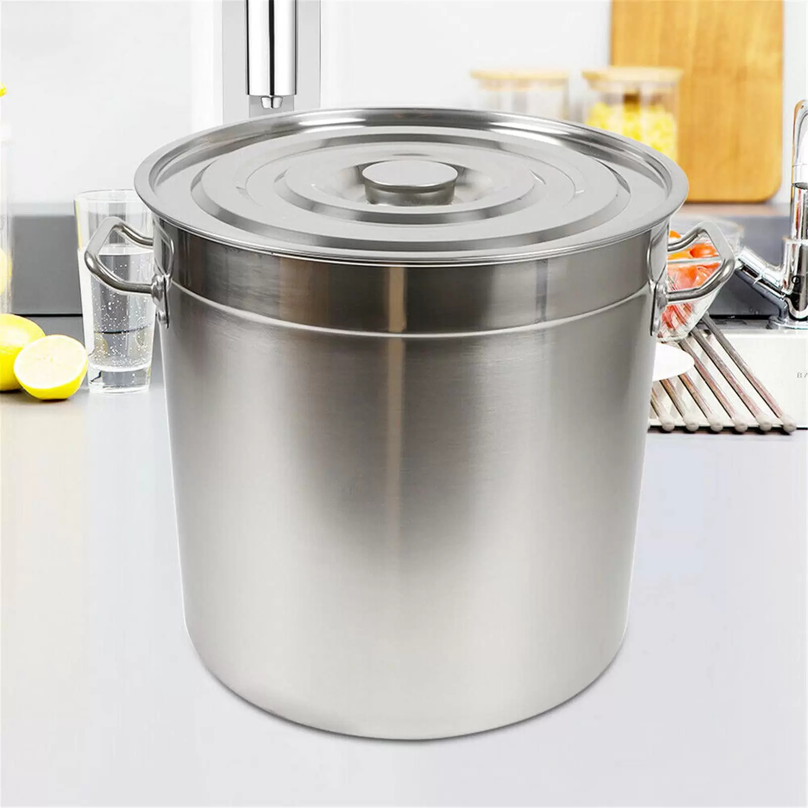 Stainless steel pot 35/50/70 L with lid, reinforced side handles, stainless steel, high-gloss polished surface