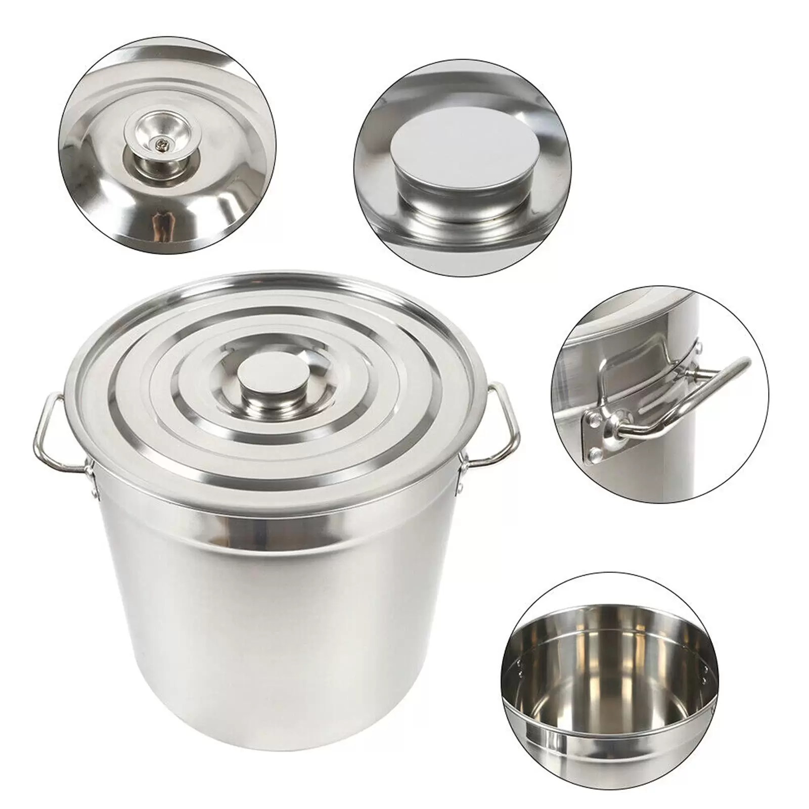 Stainless steel pot 35/50/70 L with lid, reinforced side handles, stainless steel, high-gloss polished surface Stainless steel pot 35/50/70 L with lid, reinforced side handles, stainless steel, high-gloss polished surface