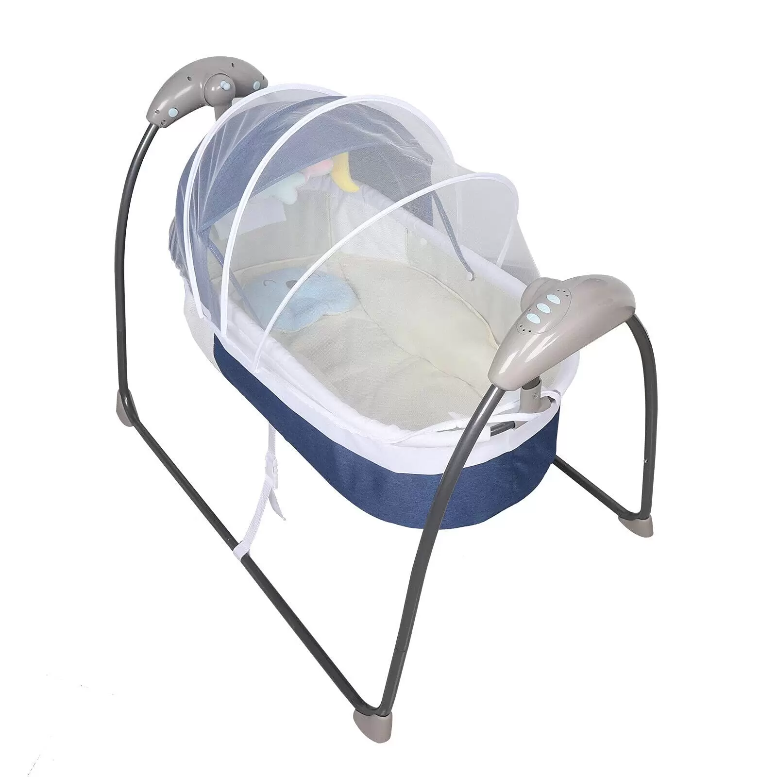 Electric Baby Bouncer Automatic Baby Cradle 3 Speed Swing Baby Rocking Bed for Cute Baby Suitable for All Seasons and Mosquito Prevention