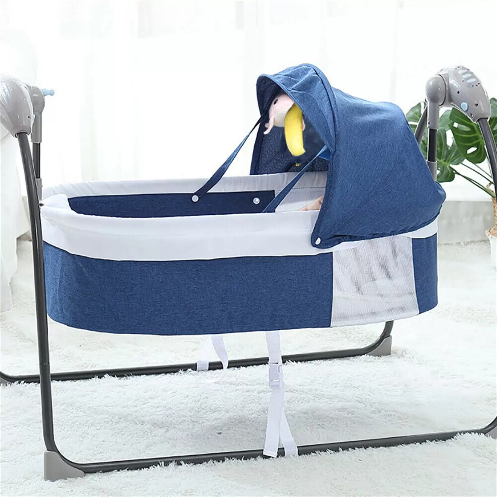 Electric Baby Bouncer Automatic Baby Cradle 3 Speed Swing Baby Rocking Bed for Cute Baby Suitable for All Seasons and Mosquito Prevention Electric Baby Bouncer Automatic Baby Cradle 3 Speed Swing Baby Rocking Bed for Cute Baby Suitable for All Seasons and Mosquito Prevention