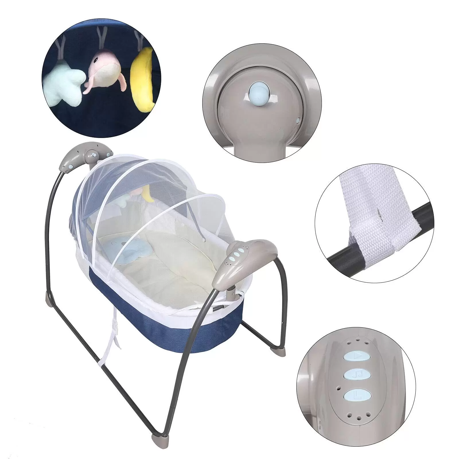 Electric Baby Bouncer Automatic Baby Cradle 3 Speed Swing Baby Rocking Bed for Cute Baby Suitable for All Seasons and Mosquito Prevention Electric Baby Bouncer Automatic Baby Cradle 3 Speed Swing Baby Rocking Bed for Cute Baby Suitable for All Seasons and Mosquito Prevention