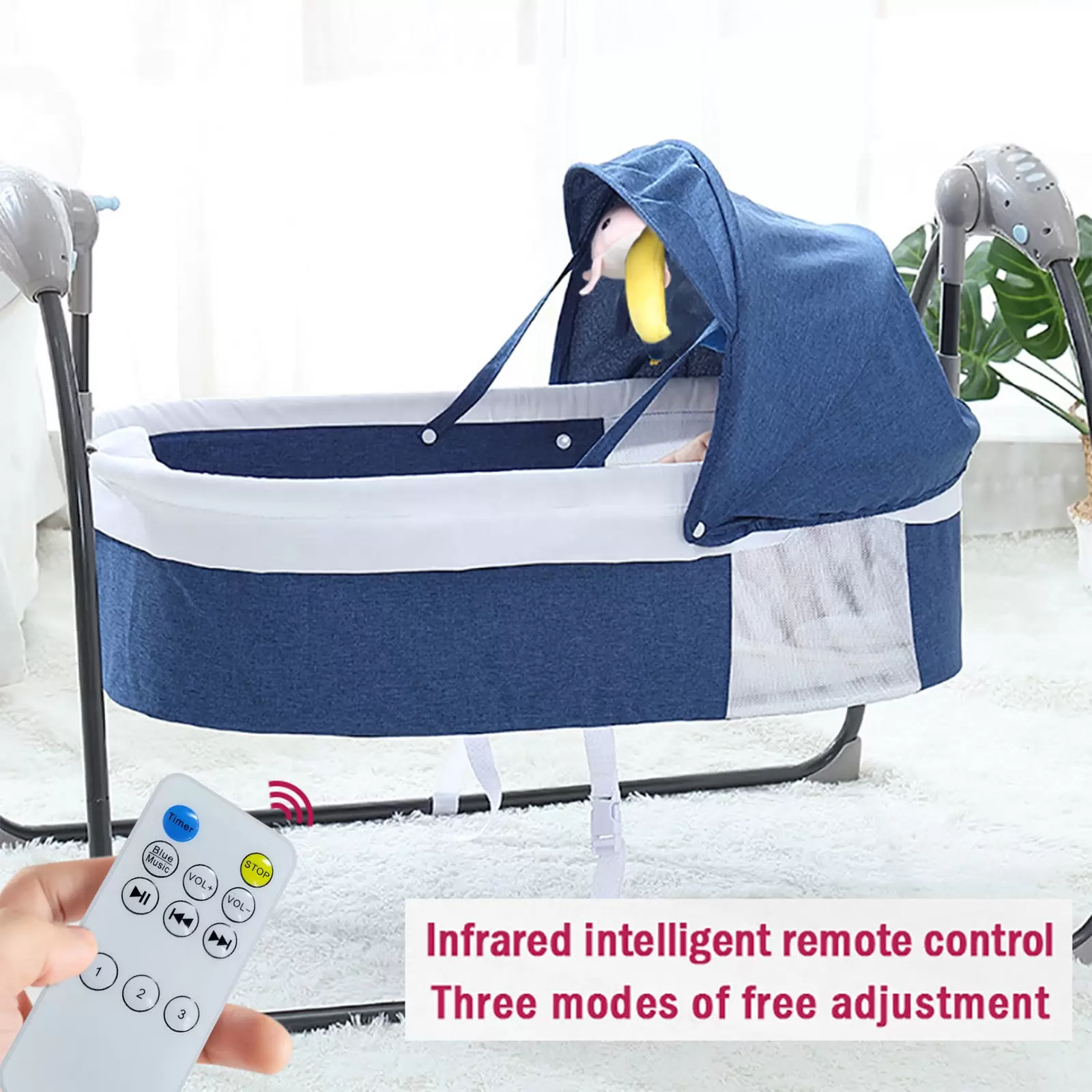 Electric Baby Bouncer Automatic Baby Cradle 3 Speed Swing Baby Rocking Bed for Cute Baby Suitable for All Seasons and Mosquito Prevention Electric Baby Bouncer Automatic Baby Cradle 3 Speed Swing Baby Rocking Bed for Cute Baby Suitable for All Seasons and Mosquito Prevention
