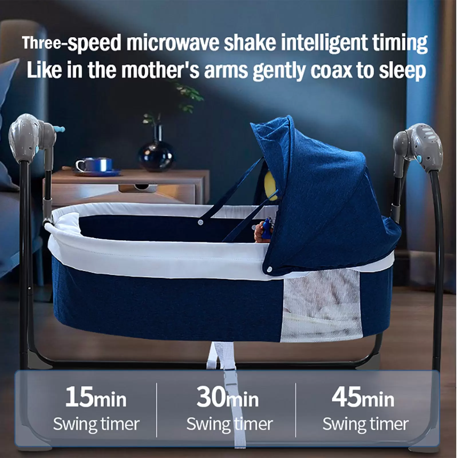 Electric Baby Bouncer Automatic Baby Cradle 3 Speed Swing Baby Rocking Bed for Cute Baby Suitable for All Seasons and Mosquito Prevention Electric Baby Bouncer Automatic Baby Cradle 3 Speed Swing Baby Rocking Bed for Cute Baby Suitable for All Seasons and Mosquito Prevention