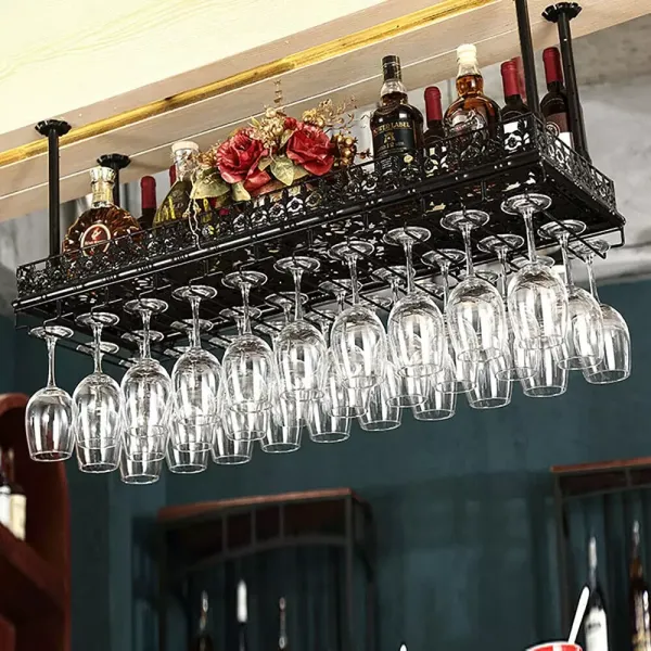 Wine Rack Metal Hanging Shelf Adjustable Height Wine Glass Holder 48 Bottle Holder Storage for Bar Ceiling Hanging Wine Glass Holder (100cm Black) Wine Rack Metal Hanging Shelf Adjustable Height Wine Glass Holder 48 Bottle Holder Storage for Bar Ceiling Hanging Wine Glass Holder (100cm Black)