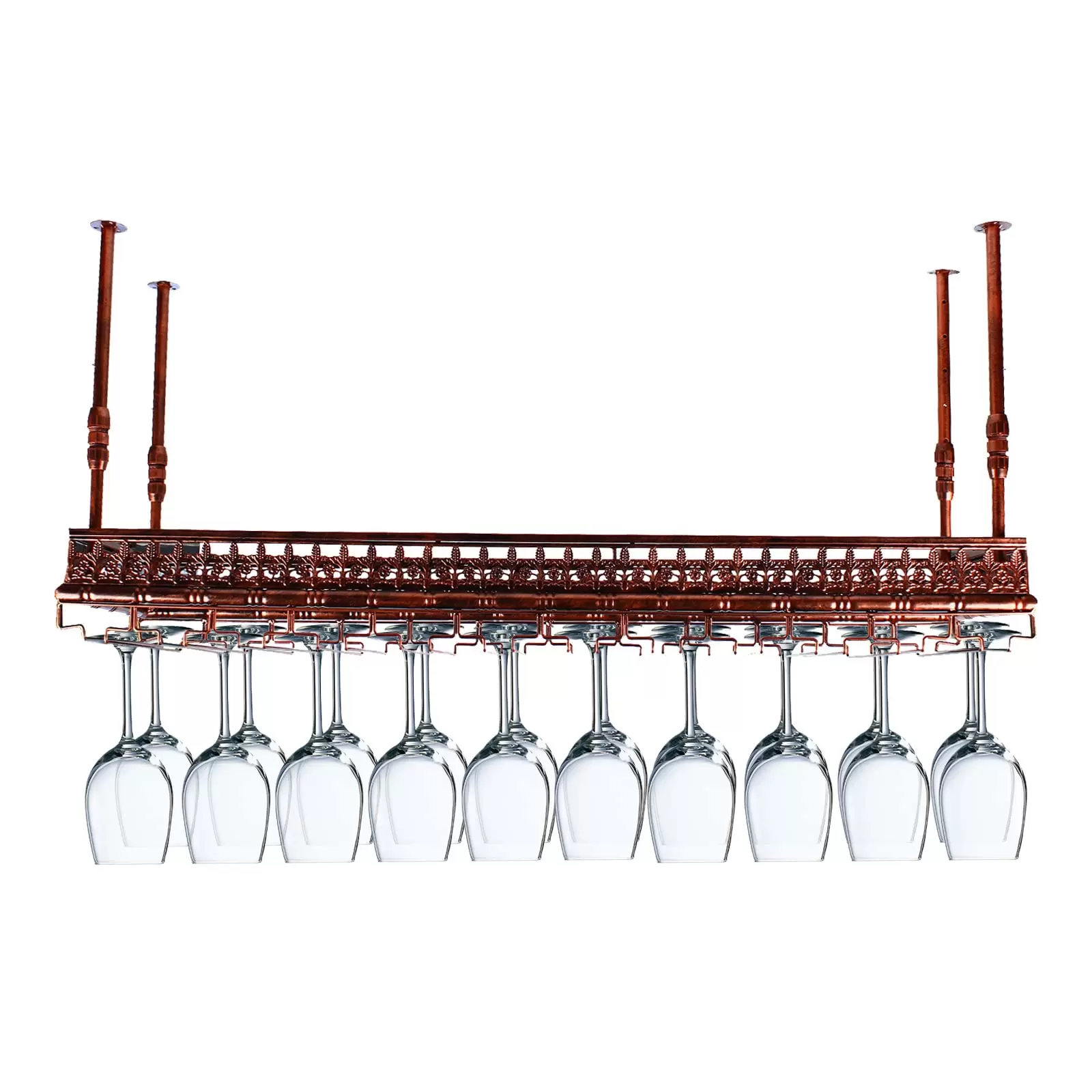 Metal Hanging Wine Glass Holder for 40 Cups, Retro Style, 35 x 100 cm, Copper Metal Hanging Wine Glass Holder for 40 Cups, Retro Style, 35 x 100 cm, Copper