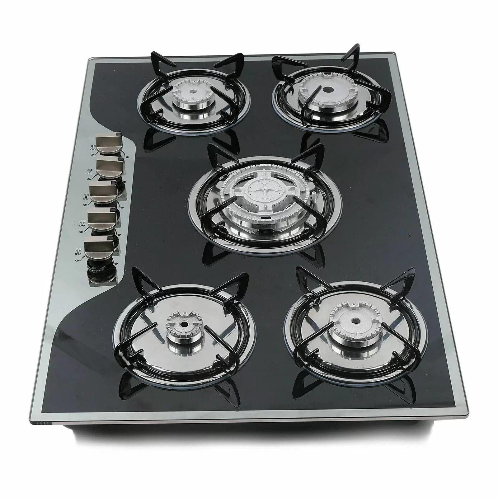 5 Flame Gas Cooker Gas Stove Built-in Oven Natural Gas LPG Gas Hob Cooktop Built-in 5 Burner Stove Hob Cooktop Tempered Glass for a Wide Variety of Kitchen Cooks