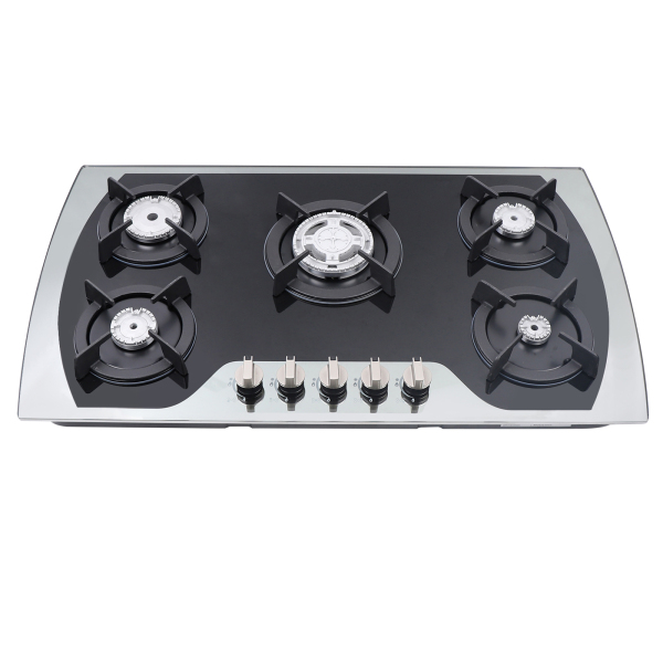 5 Burner Built In Gas Hob LPG/NG Automatic Pulse Ignition Glass Ceramic Propane For Natural Gas 35"Gas Cooktop Stove Top 5 Burners Tempered Glass Black