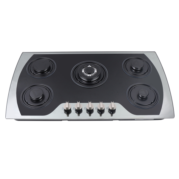5 Burner Built In Gas Hob LPG/NG Automatic Pulse Ignition Glass Ceramic Propane For Natural Gas 35"Gas Cooktop Stove Top 5 Burners Tempered Glass Black