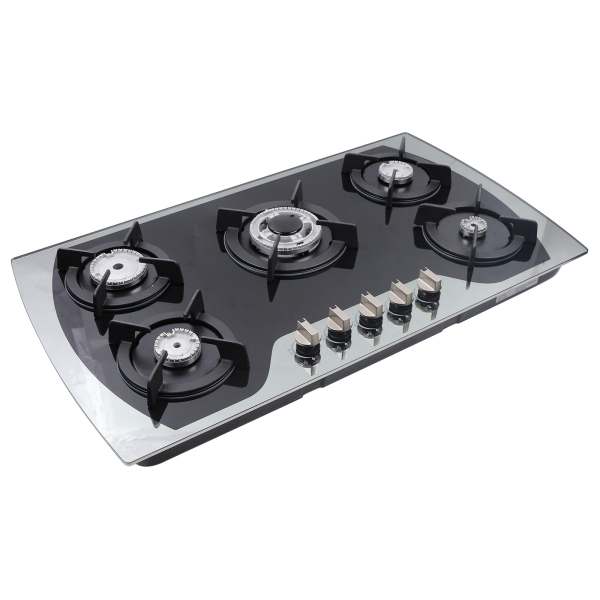 5 Burner Built In Gas Hob LPG/NG Automatic Pulse Ignition Glass Ceramic Propane For Natural Gas 35"Gas Cooktop Stove Top 5 Burners Tempered Glass Black