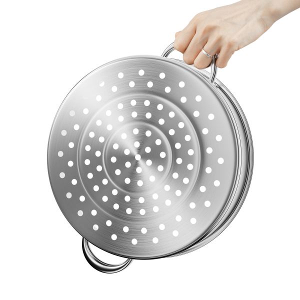 5-Tier Stainless Steel Steamer Multi-Function Steamer with Glass Lid 28cm Compatible With Gas Ovens Stovetops Induction 11*17.71 in Silver