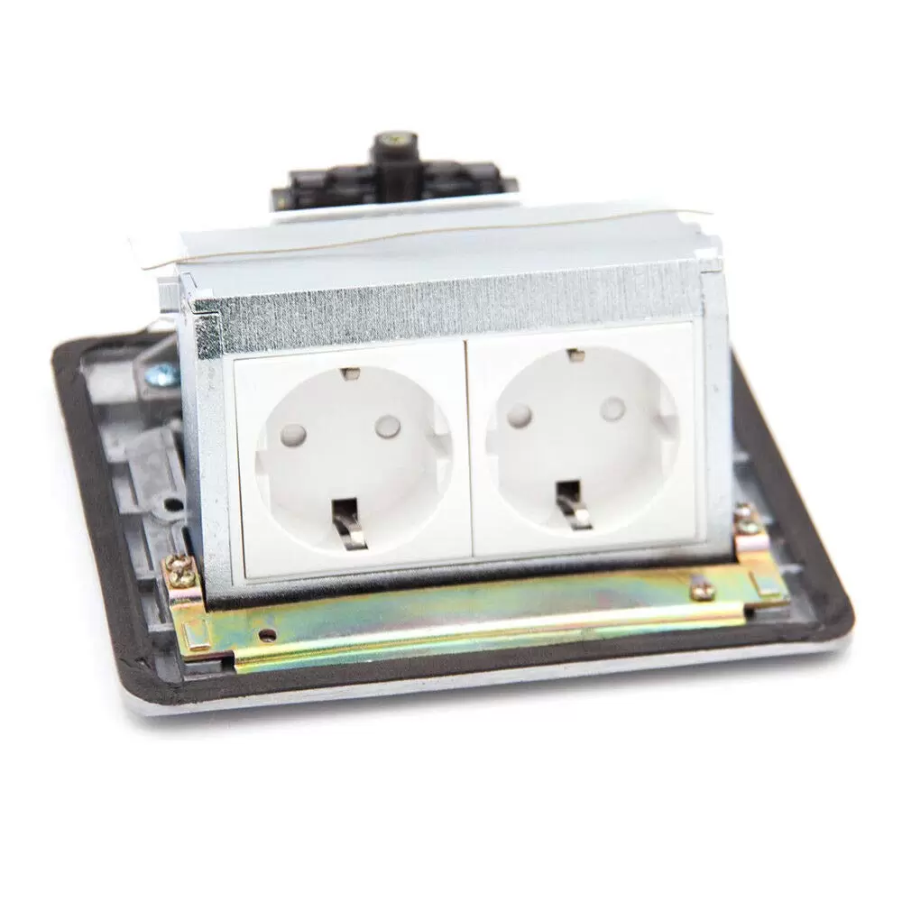 Integrated pop-up floor socket - Integrated European standard floor socket - 2 floor sockets - Wall socket - Installation depth: 65 mm Integrated pop-up floor socket - Integrated European standard floor socket - 2 floor sockets - Wall socket - Installation depth: 65 mm