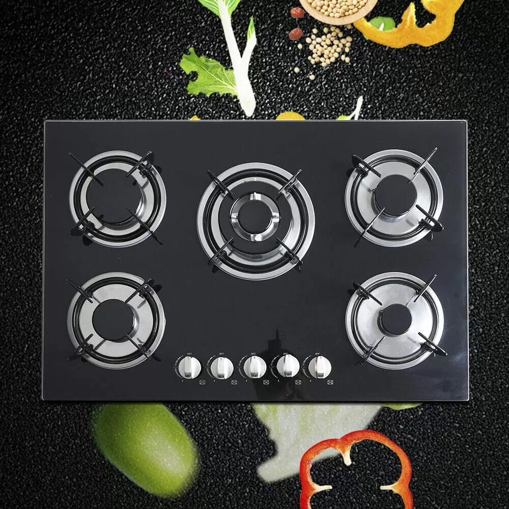 30" Stove Top Gas Cooktop Burner Kitchen Cooking LPG / Propane with 5 Burners Easy to Clean Built in Tempered Glass Gas Cooktop 5 Burners Kitchen 30" Stove Top Gas Cooktop Burner Kitchen Cooking LPG / Propane with 5 Burners Easy to Clean Built in Tempered Glass Gas Cooktop 5 Burners Kitchen