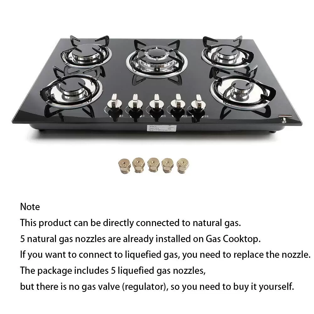 30" Stove Top Gas Cooktop Burner Kitchen Cooking LPG / Propane with 5 Burners Easy to Clean Built in Tempered Glass Gas Cooktop 5 Burners Kitchen 30" Stove Top Gas Cooktop Burner Kitchen Cooking LPG / Propane with 5 Burners Easy to Clean Built in Tempered Glass Gas Cooktop 5 Burners Kitchen
