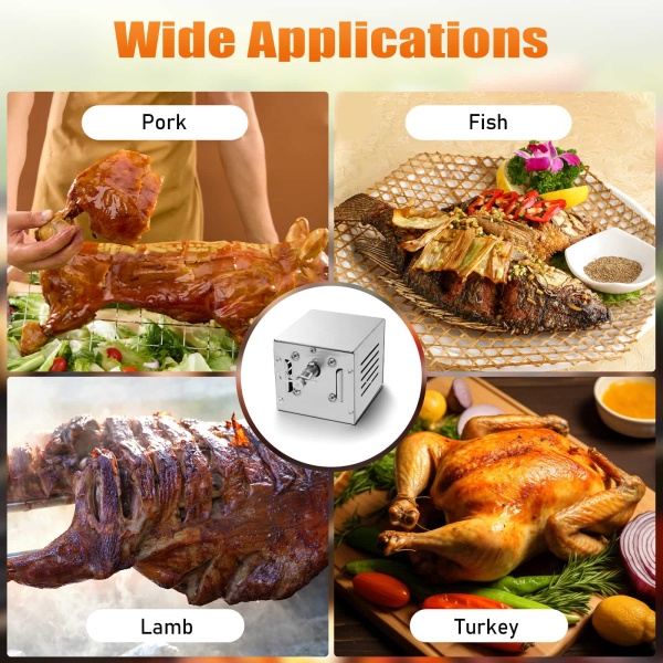Electric motor for barbecue in stainless steel 25 W - For rotisserie and more than 2.5 rpm - 60 kg