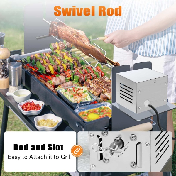 Electric motor for barbecue in stainless steel 25 W - For rotisserie and more than 2.5 rpm - 60 kg