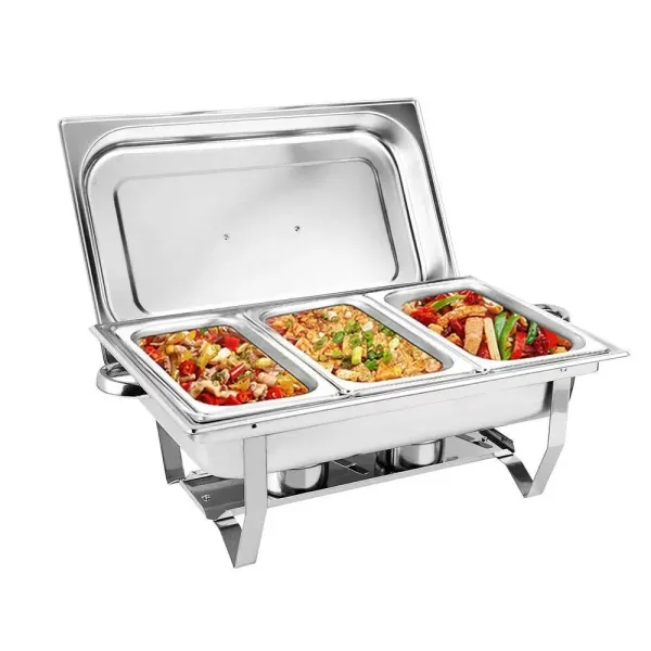 Set Of 3 Baking Dishes 9 L - 3 Stainless Steel Warm Storage Containers Table Food Grade Stainelss Steel Countertop Commercial Canteen Buffet