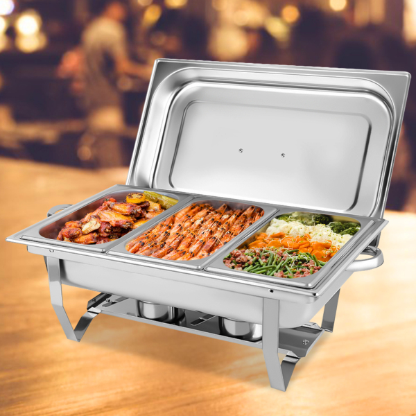 Set Of 3 Baking Dishes 9 L - 3 Stainless Steel Warm Storage Containers Table Food Grade Stainelss Steel Countertop Commercial Canteen Buffet
