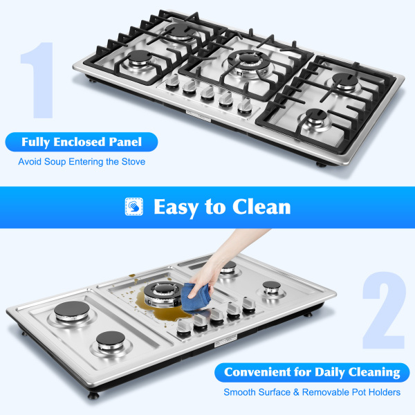 5 Zone Gas Cooktop - 13.25 Inch 5 Burner Camping Stove - Gas/Electric Stove/Gas Stove/Gas Stove/Natural Gas