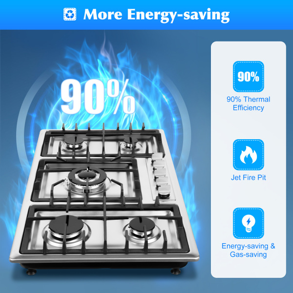 5 Zone Gas Cooktop - 13.25 Inch 5 Burner Camping Stove - Gas/Electric Stove/Gas Stove/Gas Stove/Natural Gas
