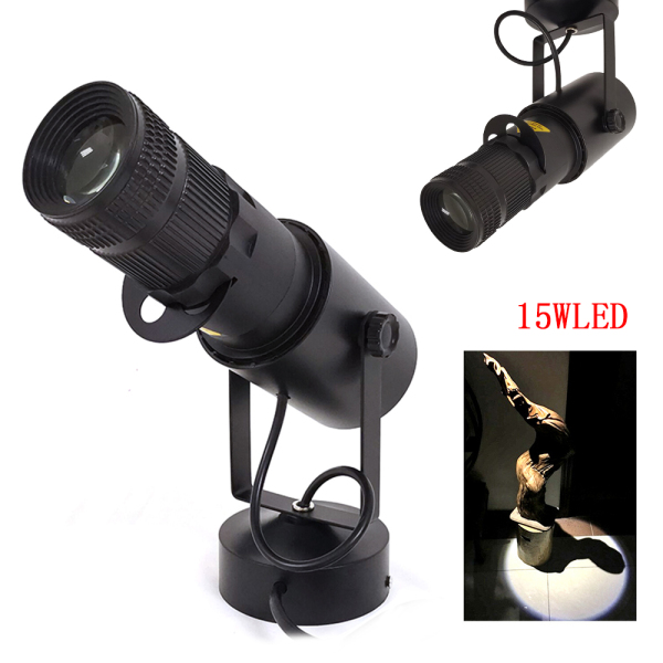 15W 5500K LED Spot Light Follow-spot Light Pinspot Light with Clear Lamp Cover Long Power Cord for DJ Setups Discos Parties