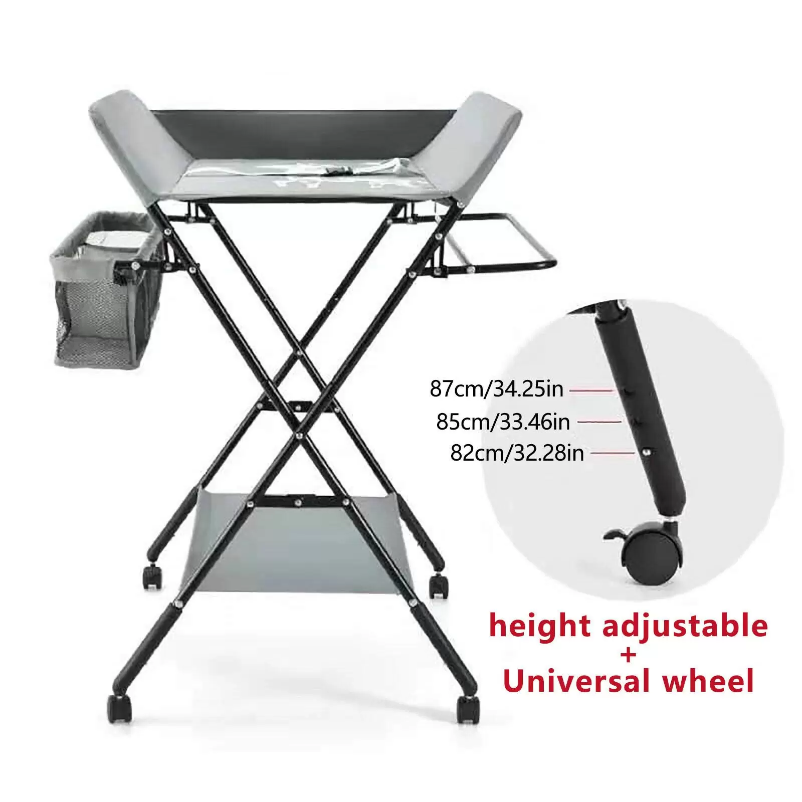 Multifunction Changing Table - 25 Kg - Foldable Baby Changing Table - 3 Compartments (with/without Wheels) 80x 63x 96cm For Babies Aged 0-1 Years Multifunction Changing Table - 25 Kg - Foldable Baby Changing Table - 3 Compartments (with/without Wheels) 80x 63x 96cm For Babies Aged 0-1 Years