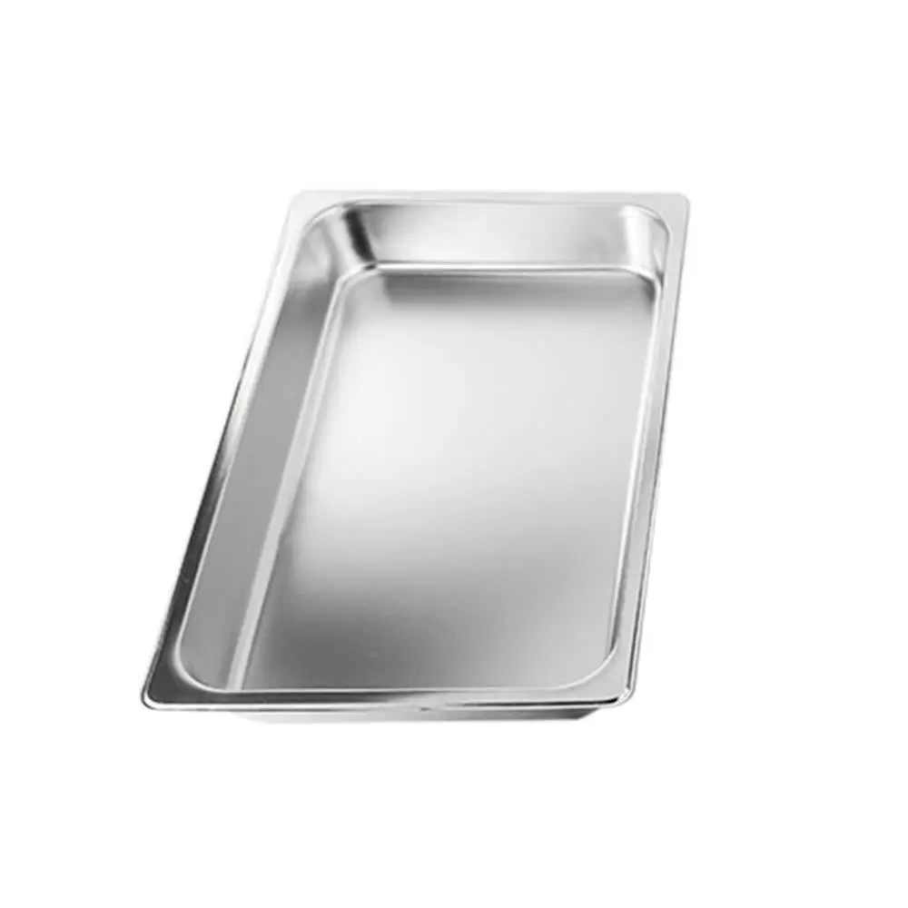 4 Pcs 4 Inch Stainless Steel Hotel Pan Deep Steam Table Full Size Plate Hotel Pans Dinner Plate for Restaurants Hotels