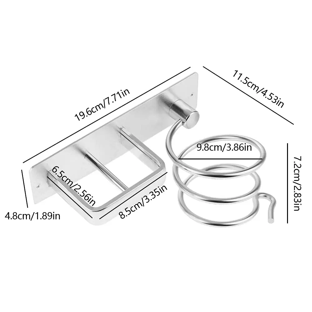 Bathroom Shelf with Hair Dryer Holder and Hair Straightener Holder 19.5 x 15 cm Aluminum Shelf with Stand