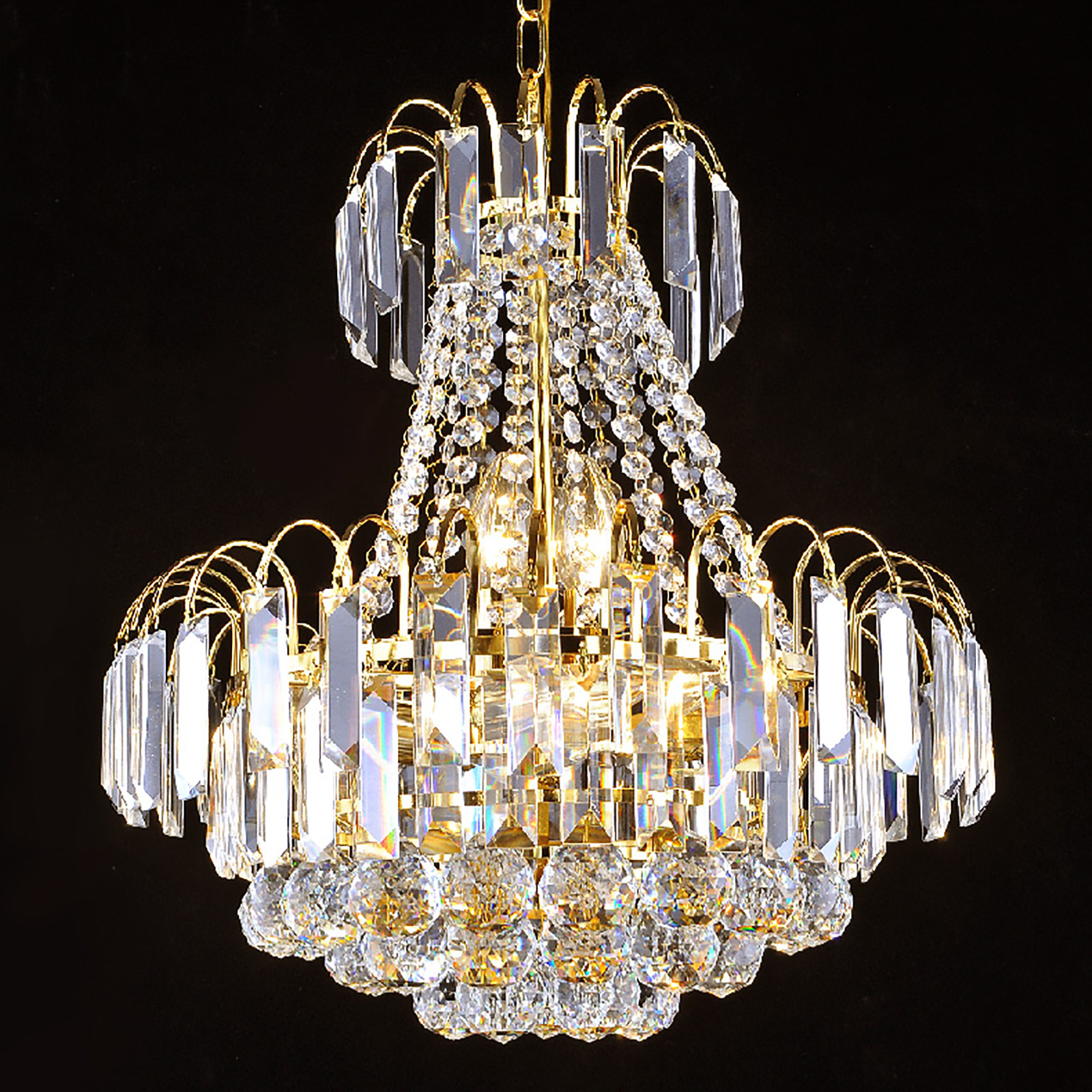 CNCEST Modern Crystal Chandelier Gold Plated K9 Crystal Ball Raindrop Luxurious Elegant Pendant Lamp Lighting for Bedroom Living Room