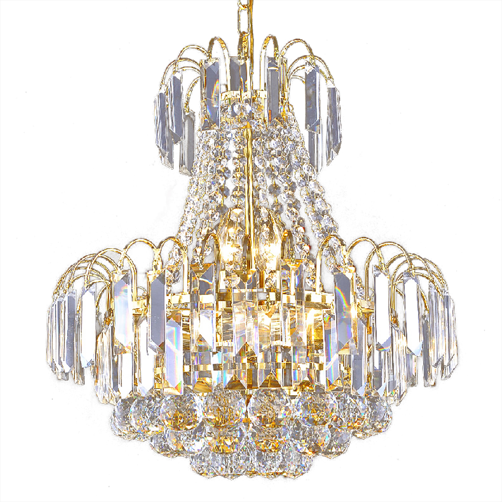 CNCEST Modern Crystal Chandelier Gold Plated K9 Crystal Ball Raindrop Luxurious Elegant Pendant Lamp Lighting for Bedroom Living Room