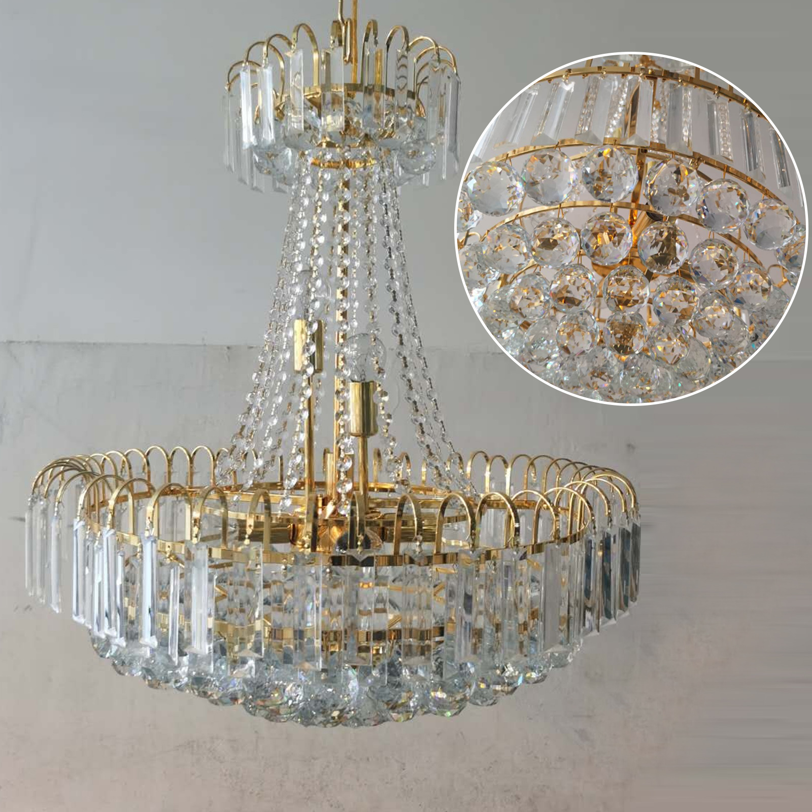CNCEST Modern Crystal Chandelier Gold Plated K9 Crystal Ball Raindrop Luxurious Elegant Pendant Lamp Lighting for Bedroom Living Room