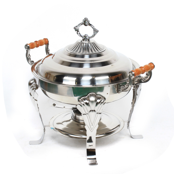 Round Chafing Dish Stainless Steel Warming Trays Hotplate Food Warmer Chafer Insulation w/Lid Durable Food Service Equipment