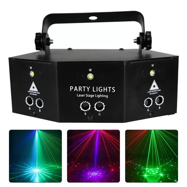 9-Eyes Laser LED RGB Light Strobe Lighting DJ Projector Disco Stage Light with LED Display Multi-functional Remote Control Anti-slip Feet 9-Eyes Laser LED RGB Light Strobe Lighting DJ Projector Disco Stage Light with LED Display Multi-functional Remote Control Anti-slip Feet