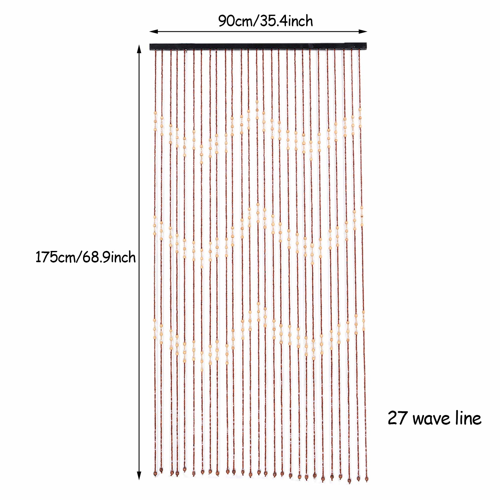 90cm*175cm*27 Wooden Bead Curtain - Door Curtain Partition Door Screen Panel Beaded String Curtain