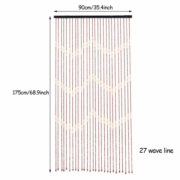 90cm*175cm*27 Wooden Bead Curtain - Door Curtain Partition Door Screen Panel Beaded String Curtain