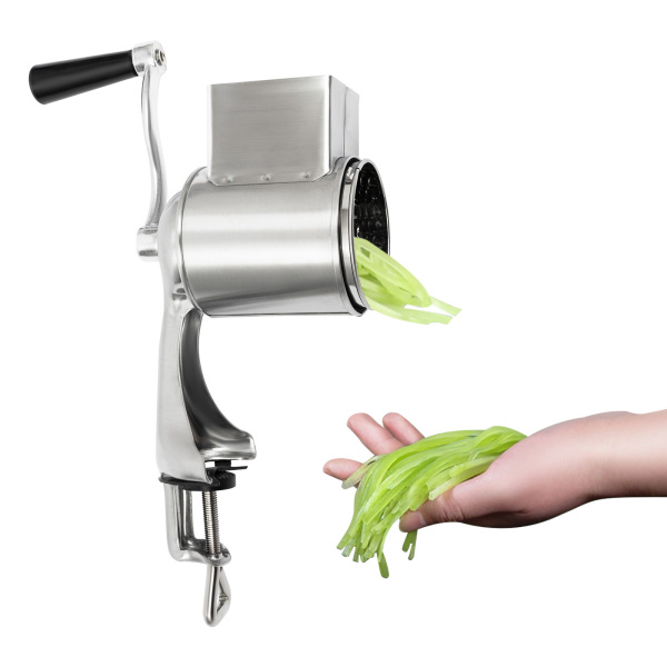 Stainless Steel Manual Vegetable Grater Manual Stainless Steel Rotary Grater with 5 Drum Blades Vegetable Cutter Cheese Grater Potato Grater