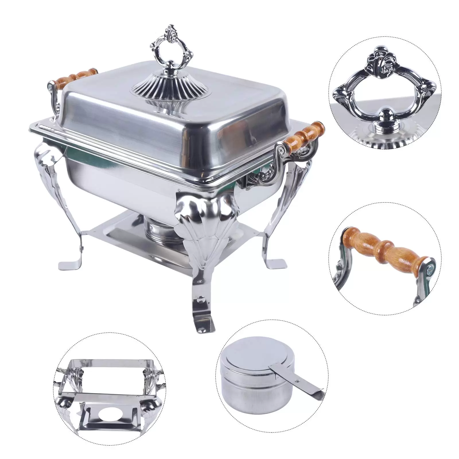 Stainless Steel Warming Container Chafing Dish Food Warmer Food Insulation Stainless Steel Warmer for Catering Buffets Parties with Container Stainless Steel Warming Container Chafing Dish Food Warmer Food Insulation Stainless Steel Warmer for Catering Buffets Parties with Container