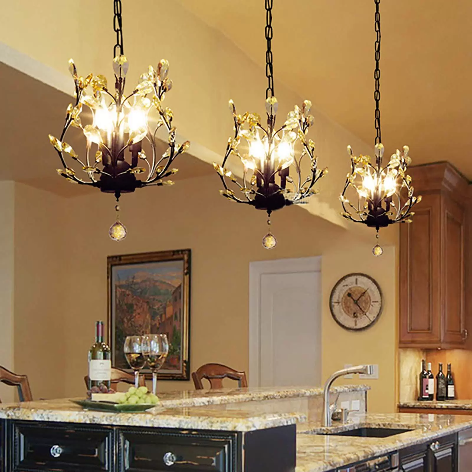 Mini Crystal Chandeliers Crystal Pendant Light Chandelier Lighting Fixtures Ceiling Light for Living Room Bedroom Black Mini Crystal Chandeliers Crystal Pendant Light Chandelier Lighting Fixtures Ceiling Light for Living Room Bedroom Black