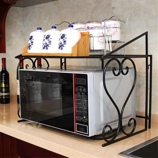 Microwave Oven Shelf, 2 Tier Oven Kitchen Shelf, Stable Metal Frame, Microwave Oven Shelf 55x36x43cm