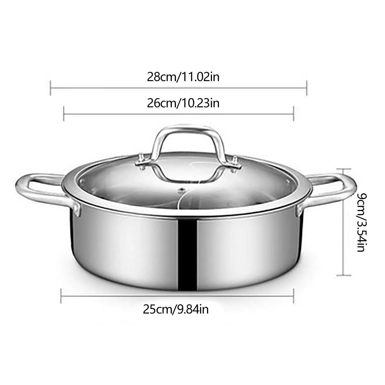 Yin Yang Hotpot 32cm Stainless Steel for Gas Hob, 2 Soups and 1 Thick Tempered Glass Lid Yin Yang Hotpot 32cm Stainless Steel for Gas Hob, 2 Soups and 1 Thick Tempered Glass Lid