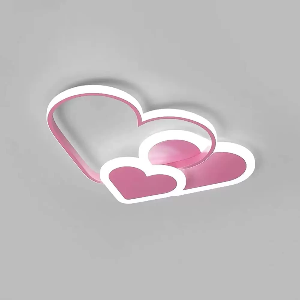 Cartoon LED Ceiling Light Modern Romantic Heart Shaped Acrylic Dimmable Ceiling Light with Remote Control Pink