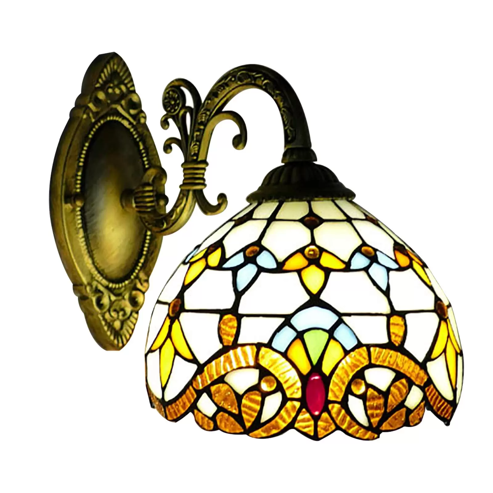 Retro Country House Style Tiffany Wall Light Bedside Lamp Vintage Wall Light with Pull Switch for Bedroom Bedside House Reading Living Room Home Hallway Dining
