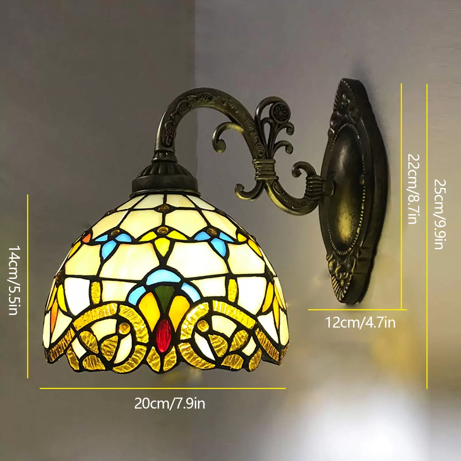 Retro Country House Style Tiffany Wall Light Bedside Lamp Vintage Wall Light with Pull Switch for Bedroom Bedside House Reading Living Room Home Hallway Dining Retro Country House Style Tiffany Wall Light Bedside Lamp Vintage Wall Light with Pull Switch for Bedroom Bedside House Reading Living Room Home Hallway Dining