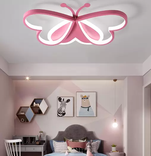 Ceiling Lights - 90W Pink Butterfly Design Ceiling Lamp for Bedroom, Children's Room, Restaurant (Dimmable)