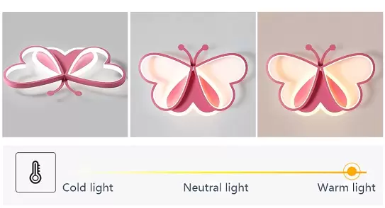 Ceiling Lights - 90W Pink Butterfly Design Ceiling Lamp for Bedroom, Children's Room, Restaurant (Dimmable)