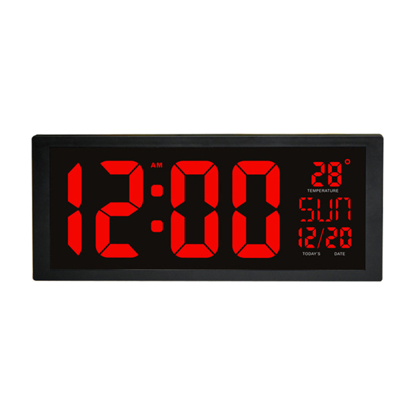 36.5 x 15 x 4.5 cm, LED Digital Clock, Red Wall Clock with Date and Temperature, Calendar 12H Display 36.5 x 15 x 4.5 cm, LED Digital Clock, Red Wall Clock with Date and Temperature, Calendar 12H Display